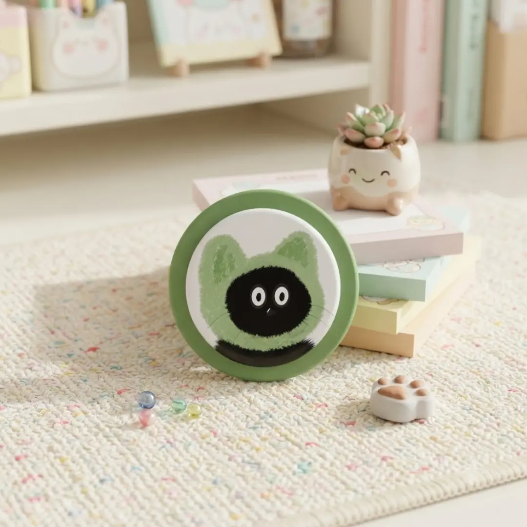 Cute Black Cat Phone Grip, Kawaii Green Kitty Acrylic Phone Holder, Cartoon Cat Phone Stand, Expandable Grip for iPhone & Android, Anime Lover Gift