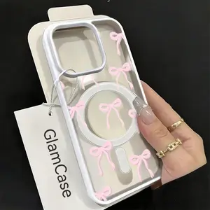 Pink Bow Pattern Phone Case， Sweet Girly Style for iPhone 17 16 15 14 13 12 11 Plus Pro Max.A17
