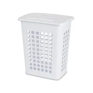 Sterilite Rectangular LiftTop Plastic Clothes Laundry Hamper Bin w/ Lid (4 Pack)