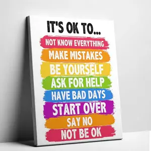 Unframed Its OK To Canvas Art Positive Affirmation Poster School Counselor Wall Decor Therapy Office Sign