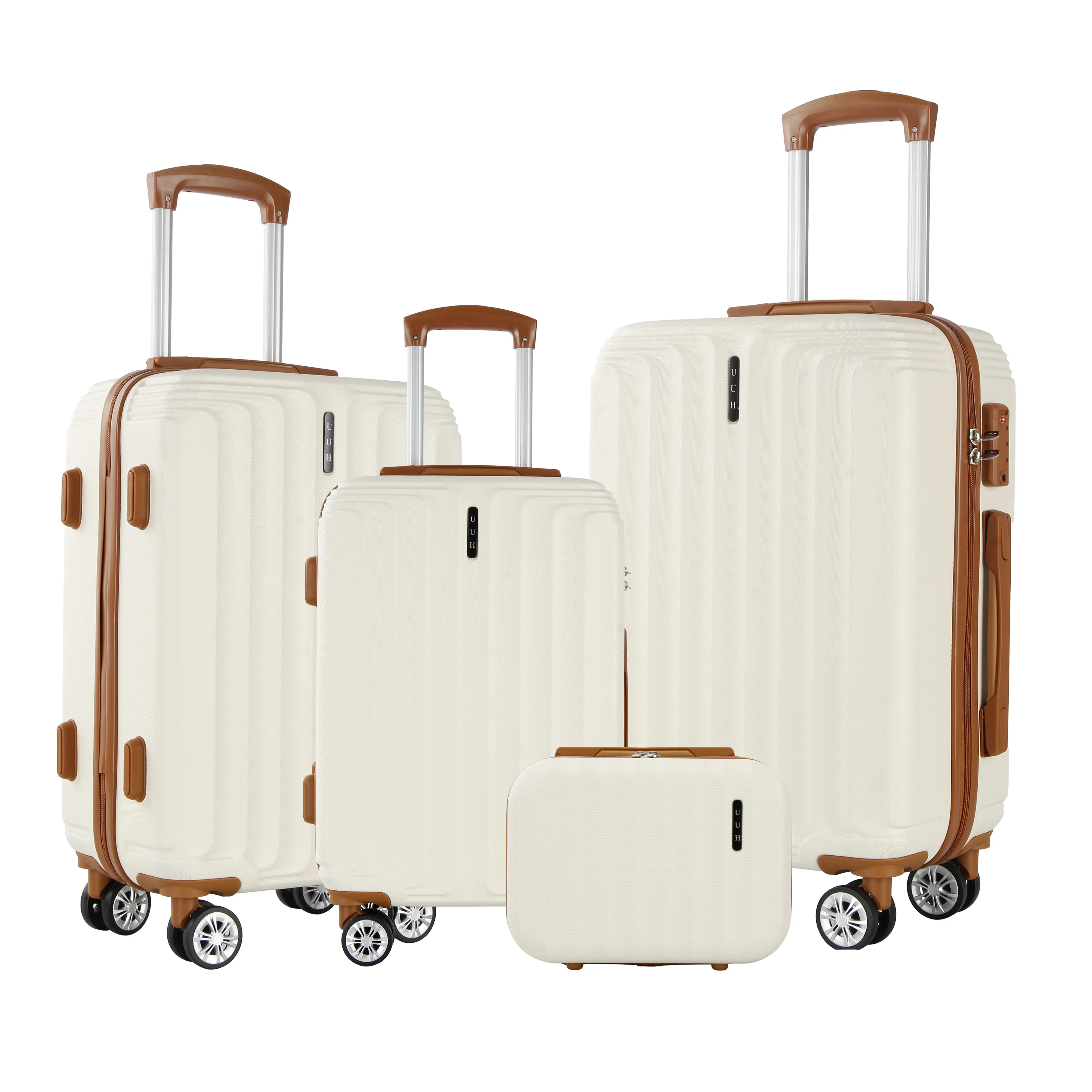 UUH (4pcs/6pcs/7pcs/8pcs) ABS Luggage Set with TSA Locks & 360° Spinner Wheels - Lightweight Hardshell Suitcases for Travel - Spacious Interior & Silent Double-Wheel Design