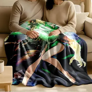 1 piece Valkyrie vs. Bomber Fist: Cosmic Showdown themed flannel blanket - Flannel blanket with modern design, suitable for sofas and beds, all-season use, super soft and comfortable, digitally printed pattern, 100% polyester material, machine