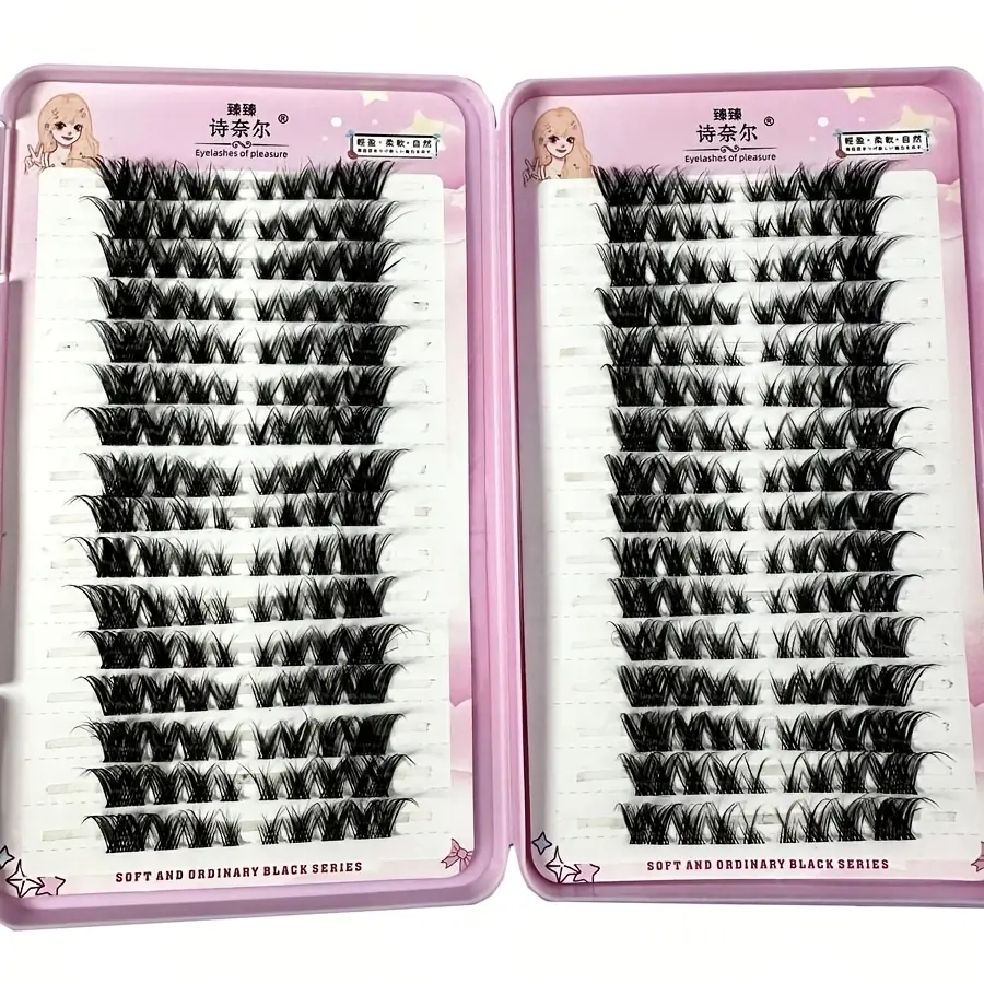 DIY Eyelash Clusters 256 (8-15mm) Fox Fur D-Curved Volume False Lash Extension Kit, Cosmetic False Lashes, Diy Volume Eyelashes, Volume Individual Lashes, High-Capacity Eyelash Book, Natural Appearance with Soft Long Lashes