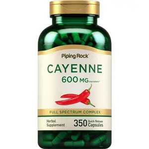 Piping Rock Cayenne Pepper Capsules | 600mg | 350 Count | Concentrated Extract Supplement | Non-GMO, Gluten Free