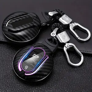 Luxury 3-4 Button Soft TPU Carbon Look Car Key Case, Shiny Finish Car Key Holder for F54-F60 Series Cooper Vehicles