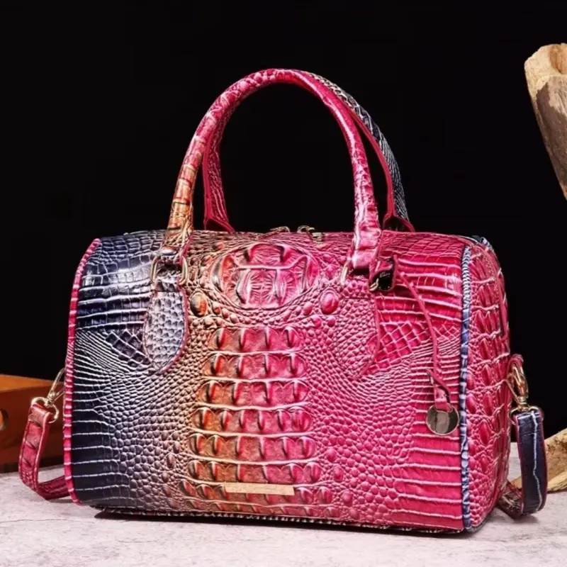 Women's Brahmin Crocodile Texture Handbag, New Popular Lightweight Durable Retro Design, Underarm-Crossbody Style for Travel Use