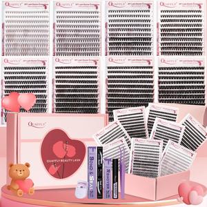 mixed length false eyelashes kit, 1 box natural look eyelash extensions, self grafting curl eyelashes, eye makeup enhancement eyelashes for women, eyelashes clusters cosmetic, eyelashes clusters, lash clusters kit