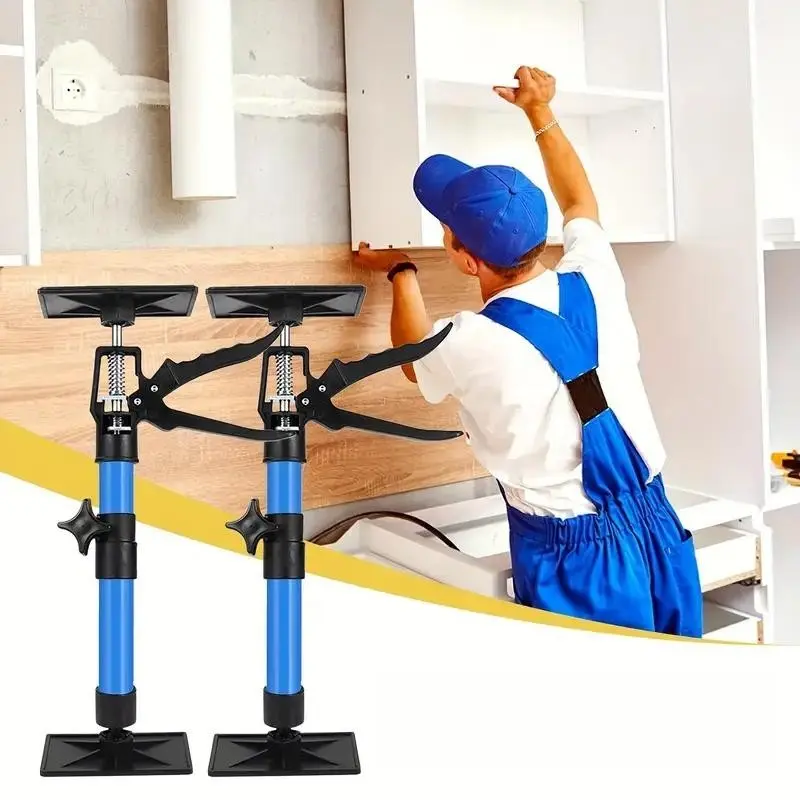 Adjustable Heavy Duty Drywall Lifts 2-Pack, 30-59cm Telescoping Support Range, Manual Operation Cabinet Jack Set with Stability, Safety, Rotatable Anti-Slip Base for Construction