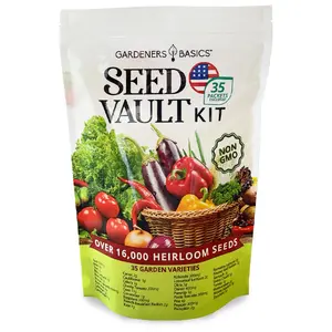 Vegetable Seed Vault Kit - 35 Variety Pack for Home Growing & Planting Survival Seeds Heirloom Vegetable Mix Great Gardening Gift for Any Home Garden