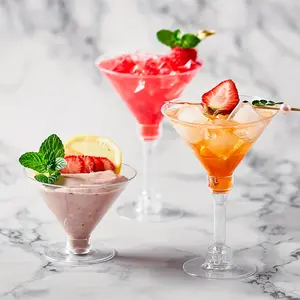 25pcs/50pcs 5 Oz Plastic Martini Glasses, Reusable Cocktail Champagne Dessert Cups, Party Wedding Birthday Home Business Use, Plastic Goblets