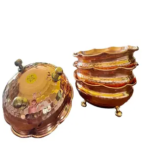 Hand Crafted 100% Pure Copper Footed Copper Bowls. Ideal for Salt and Pepper, Jams, Dips and Side Dishes. Ideal for Home Decor, Party, Event 4 * 4 * 2 (4.1 OZ)
