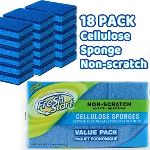 Dual-Sided Cellulose Dishwashing Sponge - Non-Scratch Sponge with Tough Scouring Pad, Ideal for Kitchen and Bathroom Cleaning