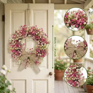 Spring Artificial Plant Wreath, Colorful Eucalyptus Leaf Decorative Hanging Ornament, Window Display Door Decoration