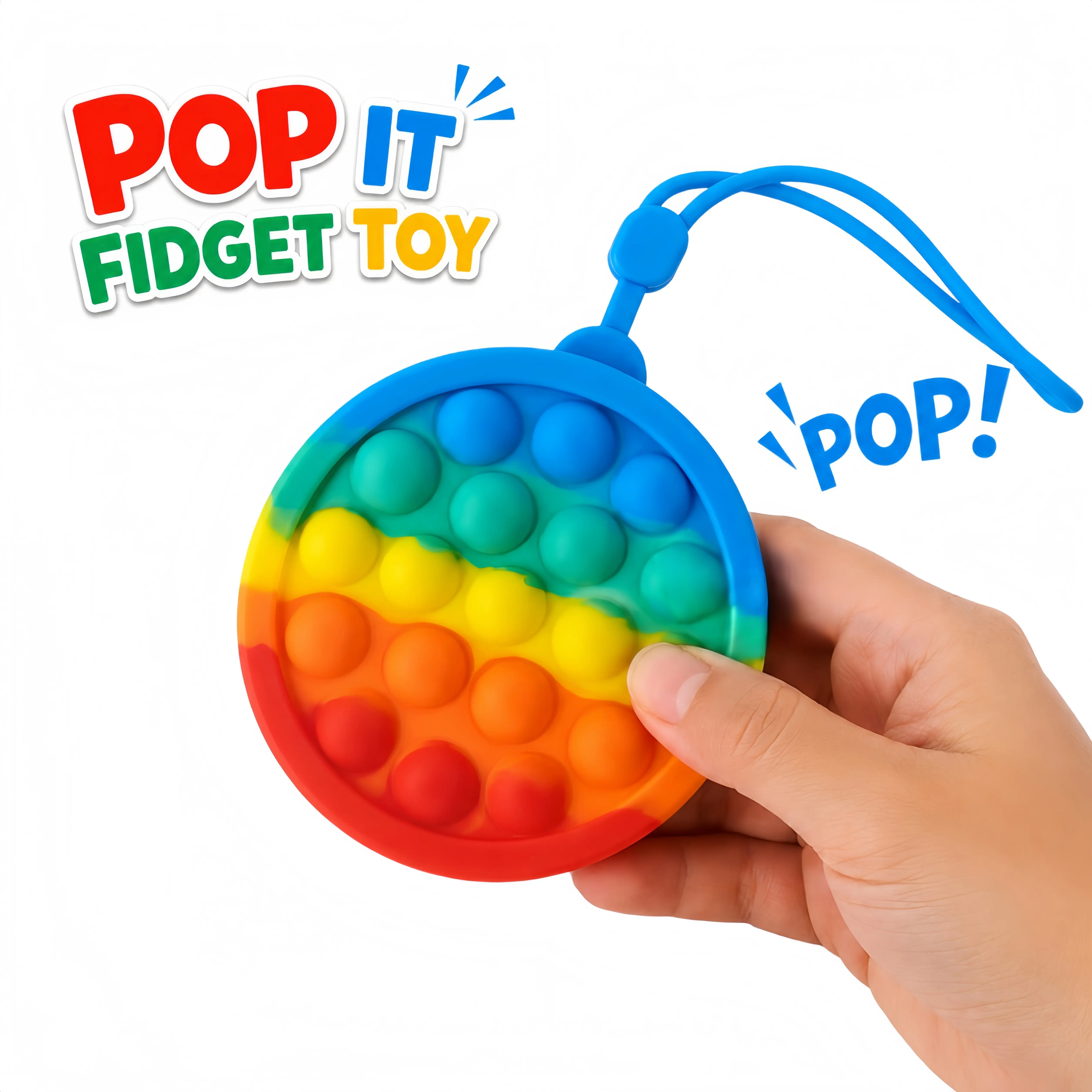 Endless Bubble Wrap Pop Fidget Toy - Non-Toxic Compact Sensory Stress Ball, Lanyard-Ready Oddly Satisfying Stress Reliever for Ages 6+, Peace of Mind Emotional Regulation, Quiet Travel Essential Gift for Kids & Adults