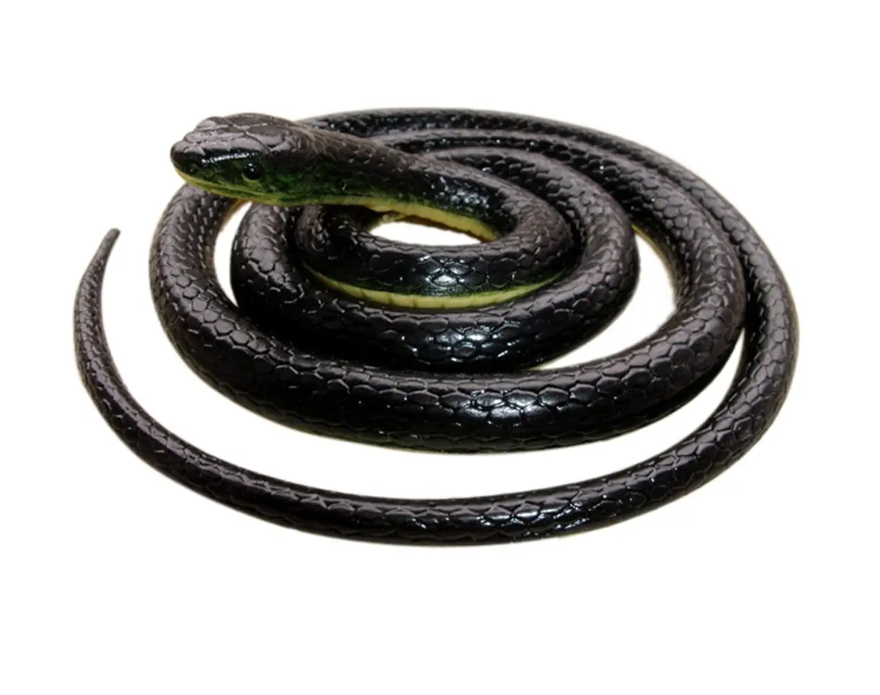 52-in Realistic Artificial Rubber Black Mamba Snake, Novelty Gag Toy, Pranking Products, Garden Decoration & Squirrel Repellent