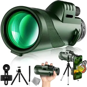 HD Monocular Telescope with Smartphone Adapter & Tripod, High Powered Waterproof Scope for Bird Watching, Hiking, Camping, Travel & Wildlife