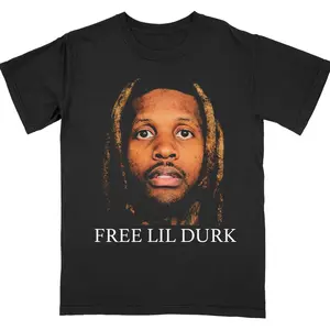 Free Lil Durk Graphic Tee, Mug Shot Rap Shirt, Rare Drill Vintage Hip Hop T-Shirt Casual Tropical Summer