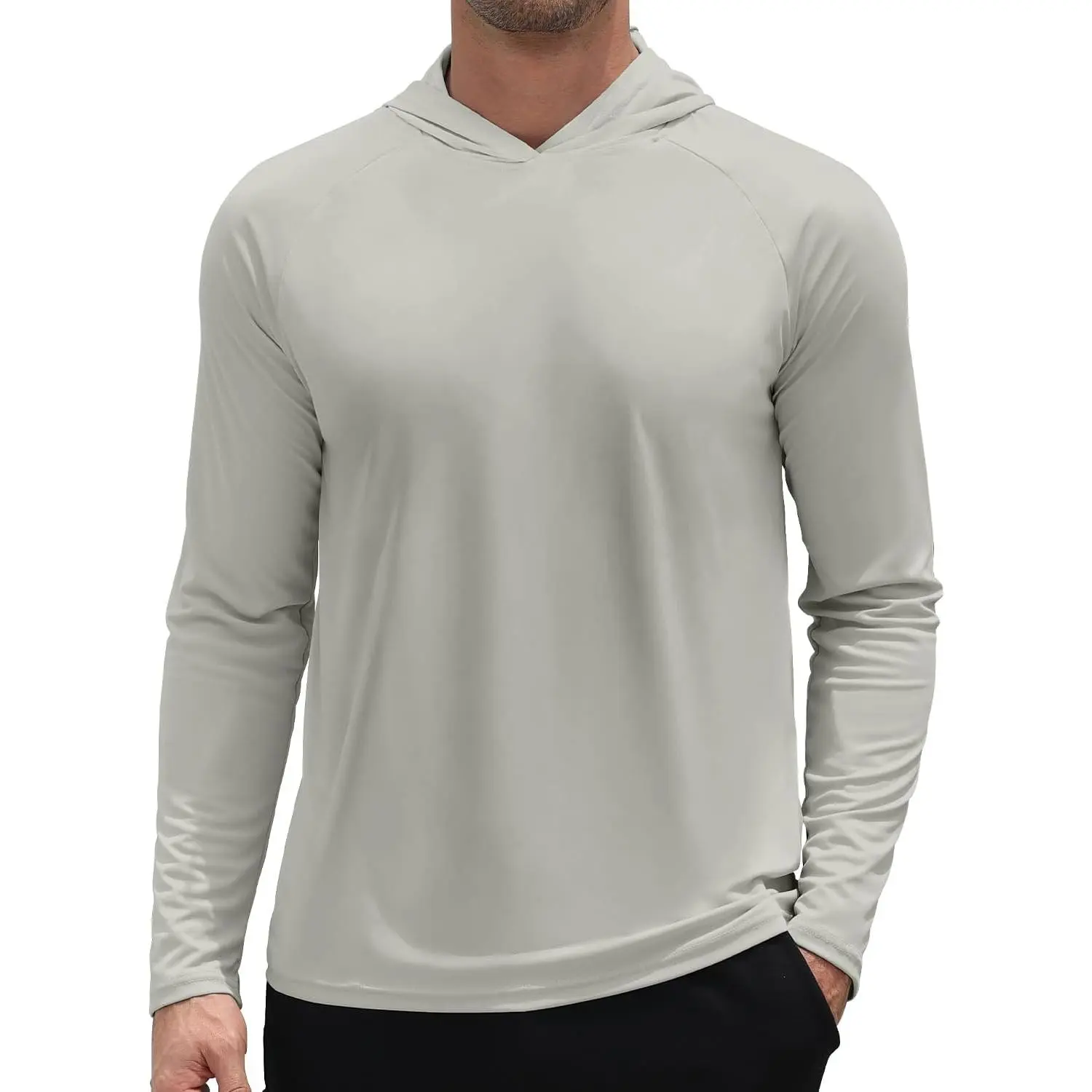 Men's Sporty Rash Guard Sun Hoodie, Long Sleeve Quick-Dry Shirt with UPF 50+ UV Protection for Fishing and Hiking, Uv Protection Men's Rashguards, Sporty Rashguards, Male, Large