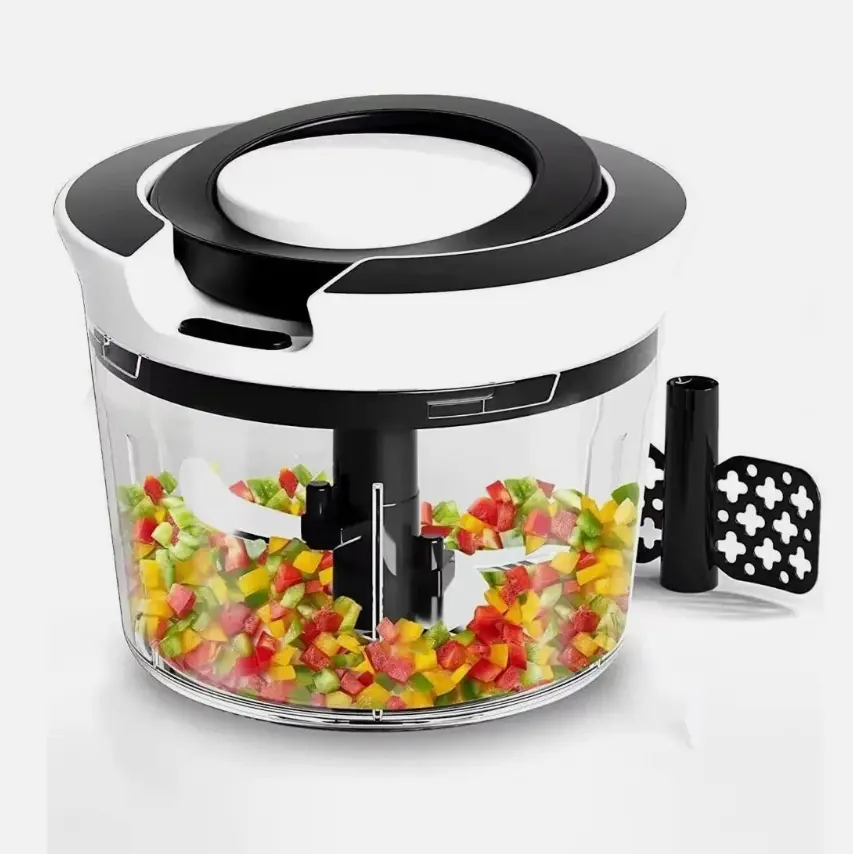 Portable Rope-Powered Kitchen Chopper - Manual Hand-Pulled Multifunctional Durable Food Processor for Quick Mincing of Garlic, Onions, Chop Veggies