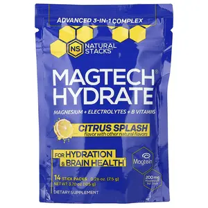 Natural Stacks MagTech® Hydrate, Citrus Splash, 14 Stick Packs, 0.26 oz (7.5 g) Each