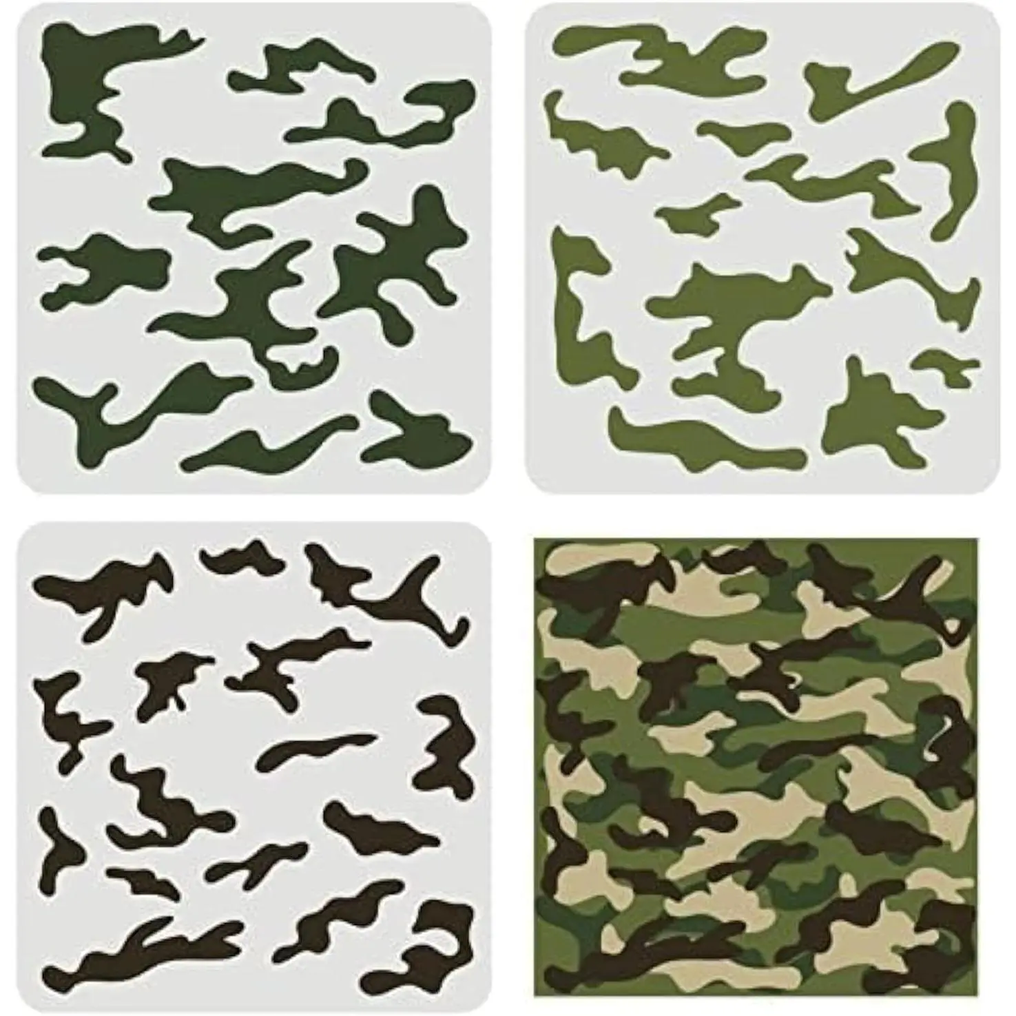 3 pcs Camo Stencil Kit 11.8x11.8inch Stencils for Spray Paint Camouflage Pattern Painting on Wood Canvas Paper Fabric Floor Wall and Tile