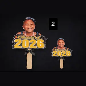 Class of 2026 Design Fans with Custom Photo and Bow for Graduation Celebrations Optional Handis Included