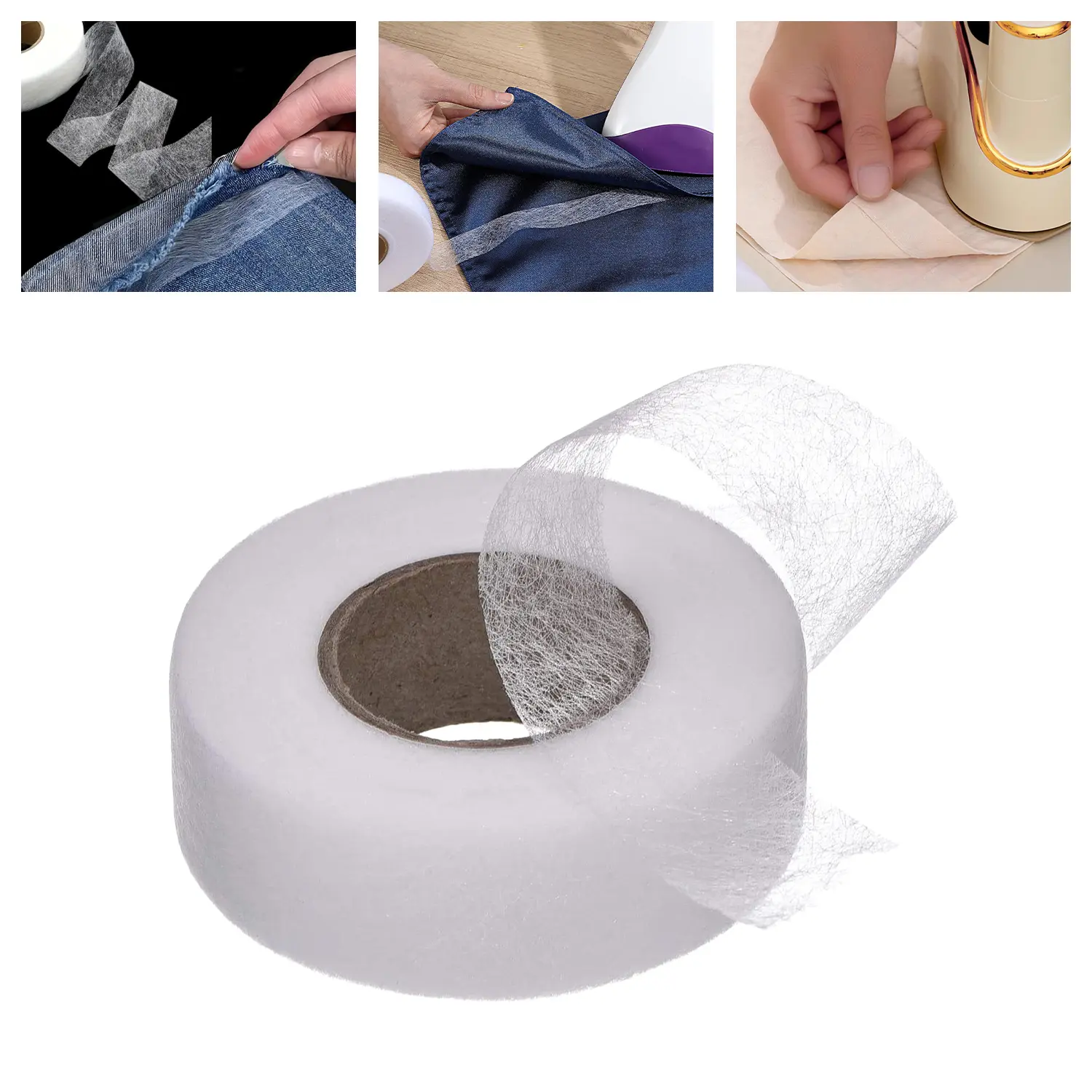 2559inch Iron on Hem Tape No Sewing Required, Perfect for Quick Clothing Repairs, Fabric Bonding, Adhesive Cloth Tape for Hemming and DIY Crafts
