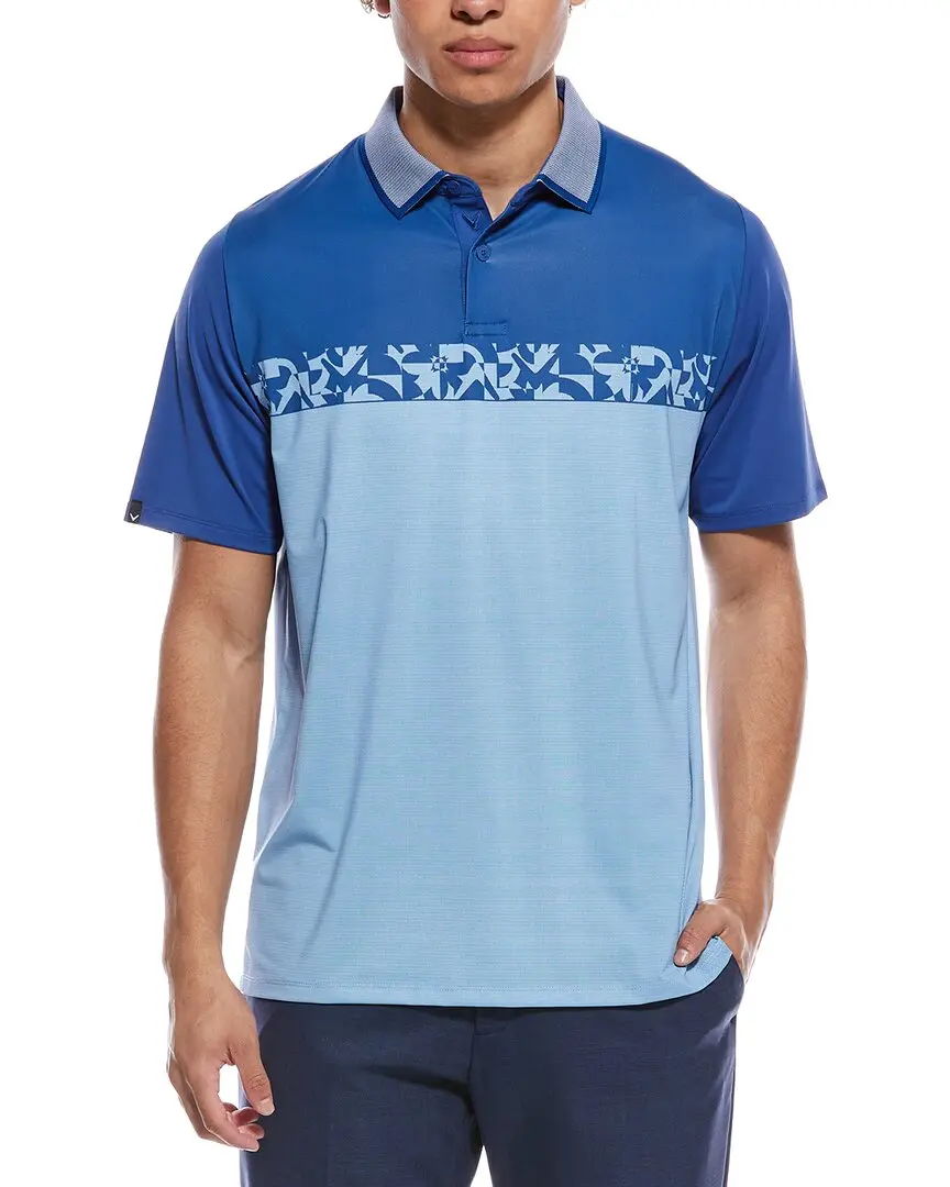 Callaway Engineered Oxford Floral Block Print Polo Shirt Callaway Engineered Oxford Floral Block Print Polo Shirt