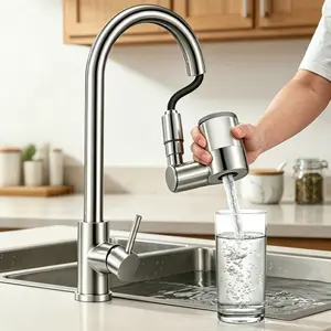 Faucet Mount Water Filter, Tap Water Purifier Reduces Lead Chlorine Heavy Metals, Water Filter for Sink Faucet Fits Standard Faucets (Includes 3 Filter)