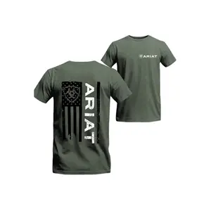 Trendy Ariat T-shirt - Bold Americana Design Featuring Distressed Flag And Ariat Logo, Unisex, Tee For Men's And Women's Casual Wear, Menswear ,Top, Boyfriend Gift Gildan