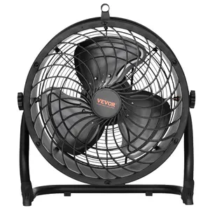 VEVOR Floor Fan,  3 Speeds High Velocity Heavy Duty 14 Inch Industrial Cooler Fan, 2520 CFM 360° Adjustable Tilt 23.62 ft/sec Airflow Large Metal Fan, for Home, Gym, Office, Garage, Commercial Shop & Bedroom