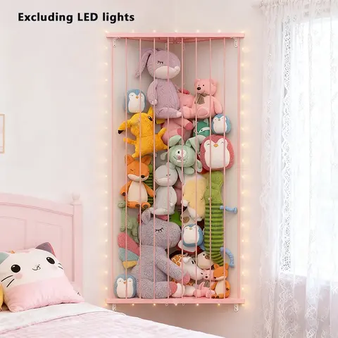 Plush Animal Toy Storage Rack Set, Display Storage Rack, Wall and Corner Organizer, Corner Shelf, Adjustable Length, Living Room Corner Storage, Game Room Bedroom Decor, Adjustable Organiser, Corner Decorative Shelf, Adjustable Decorative Racks