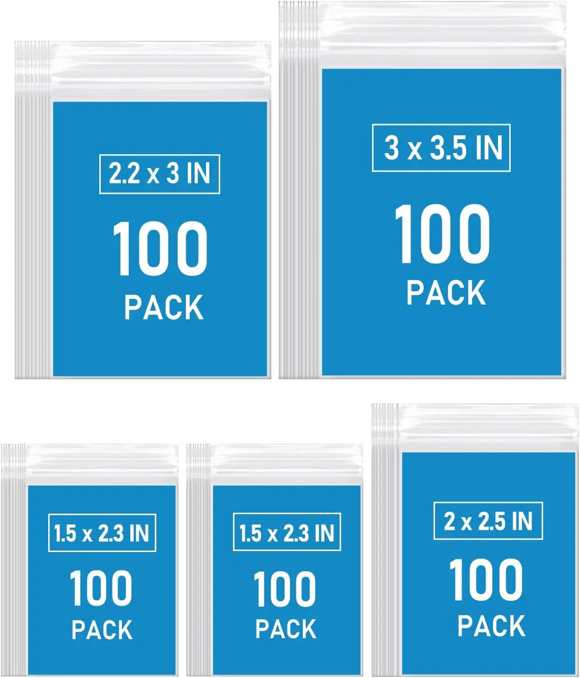 500 Pcs Small Plastic Bags, Small Bag, Mini Baggies, Jewelry Bag Clear Plastic, Assorted Sizes, Resealable Poly Bags for Pill, Storage, Candy, Packaging