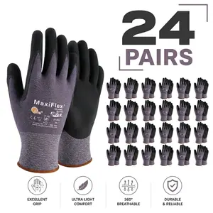 12 Pairs MaxiFlex PIP Gloves Pack of 12 Pairs | Work Gloves, Maxi Flex Ultimate Foam Nitrile Palm Coated Cleaning Breathable MaxiFlex maxiflex glove