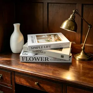 3-Pack Home Decor Paper Fake Books, Elegant Replica Books, Set, and, Tabletop, Nightstand, Bookshelf Decor, Holiday Scene Props
