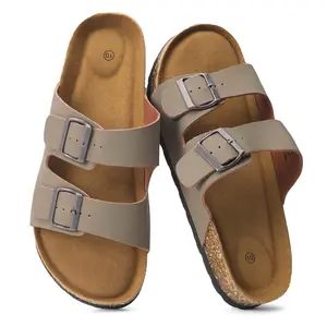 SHOESLOCKER Women's Cork Footbed Slides - Double Buckle Straps, Arch Support, Cloud Comfort - Casual, Active Walking Shoes for Summer Outdoor Adventures