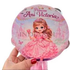 Personalized Princess Ani Tambourine Synthetic Leather Non-Slip Grip Metal Cymbals Handheld Percussion Instrument for Pleasant Sounds