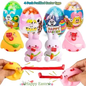 4 Pack Prefilled Easter Eggs with Tongue Out Fidget Toys – Easter Basket Stuffers, Egg Hunt Fillers, Kids Party Favors, Perfect Easter Gift