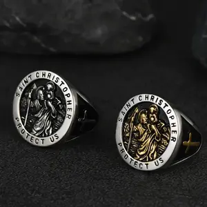 Saint Christopher Men's Stainless Steel Ring