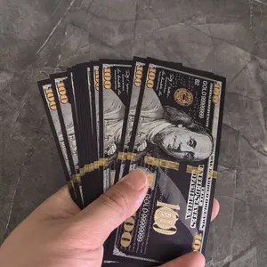2pcs Golden Foil $100 Plastic Banknote, New Design, Ideal for Collectors, Home Decor & Decorative Use, High-Quality Material
