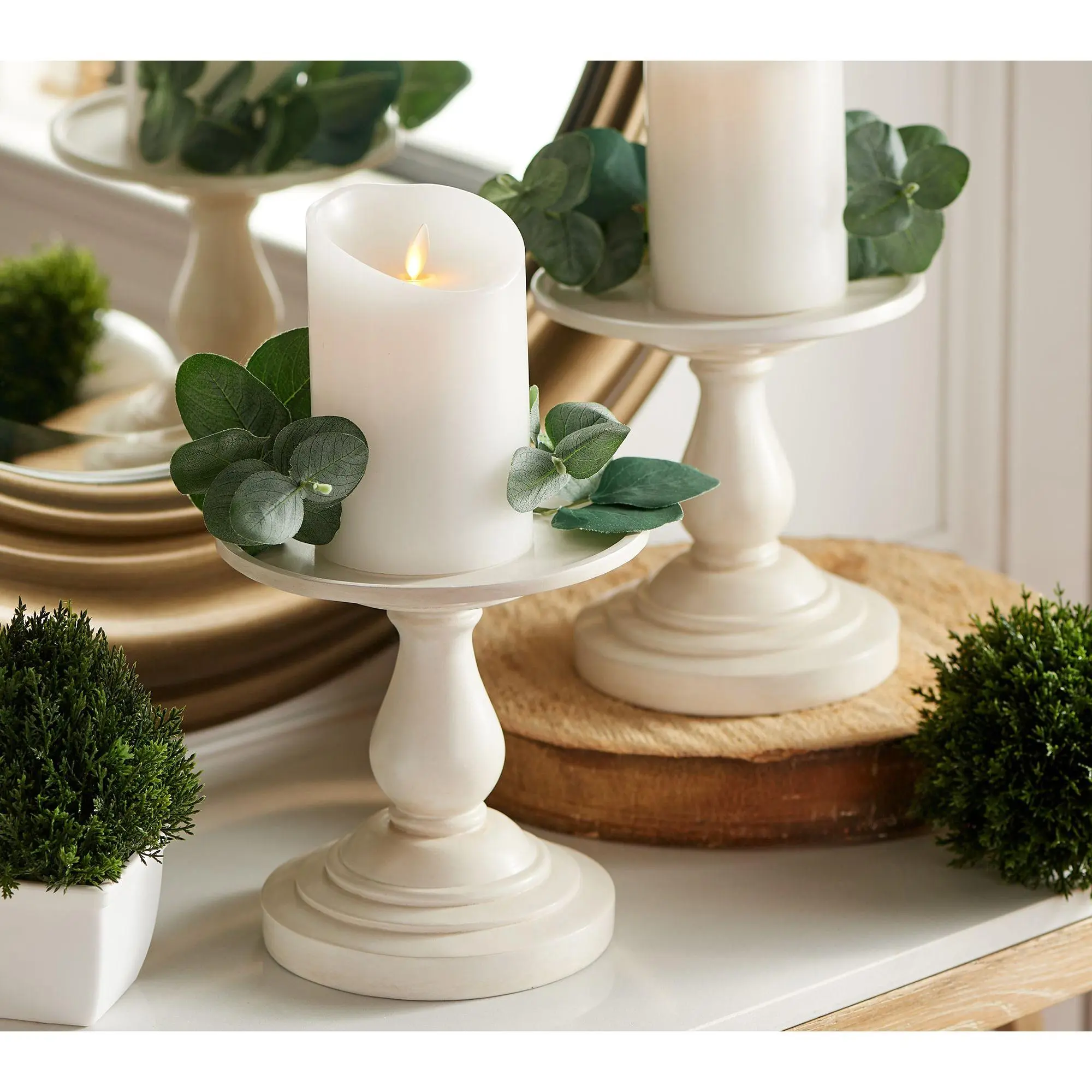 Set of 2 7" Pedestal Candle Holders by Valerie Set of 2 7" Pedestal Candle Holders by Valerie