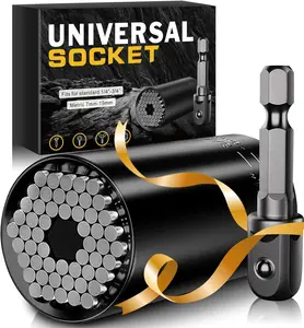 Universal Socket Tools Socket Set with Power Drill Adapter (7-19 MM)