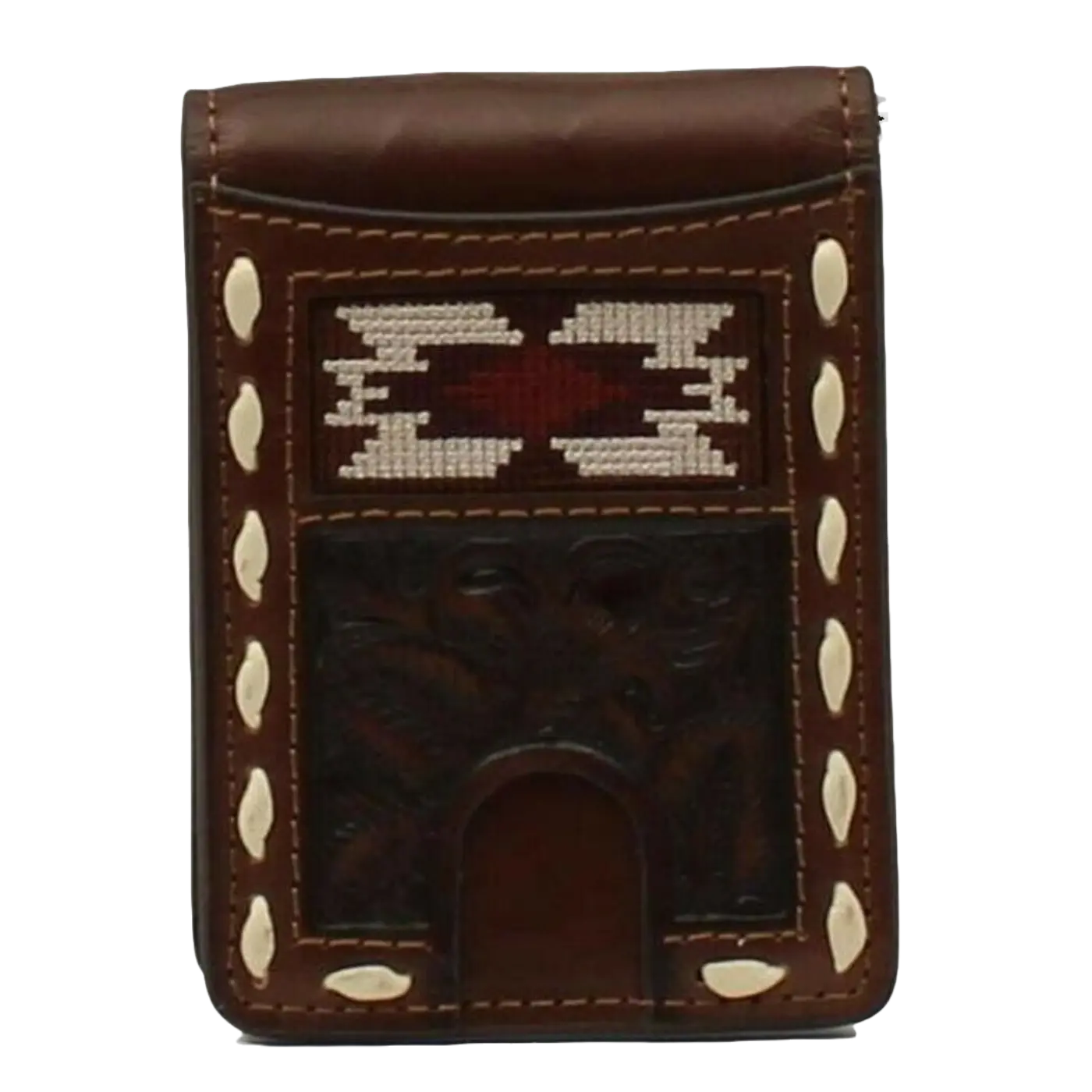 Nocona® Men's Southwestern Buck Lacing Bifold Brown Wallet N500040002