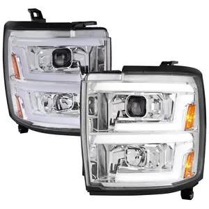 2015-2019 Chevrolet Silverado 2500HD/3500HD Switchback Sequential LED Turn Signal Projector Headlights (Chrome Housing/Clear Lens)