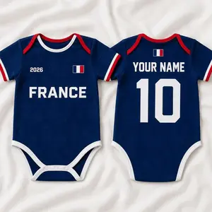 Custom France Baby Soccer Bodysuit, Personalized French Football Baby Outfit, France Jersey Onesie, Name & Number Gift