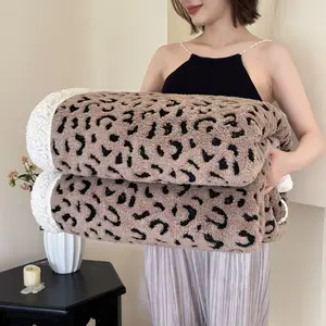 Double Layer Leopard Print Blanket, Home Rest, Office Nap, Outdoor Camping, Soft Comfortable, Fashion Versatile, Warm Cozy, Multiple Colors Sizes, Leopard Pattern Blanket