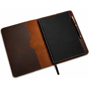 Heavy Duty Full Grain Leather Journal Cover (8.5 x 11 in.), Refillable Cahier XXL, Refillable Spiral Notebook (8.5 x 11 in.),  Leather Journal Cover (Brown)