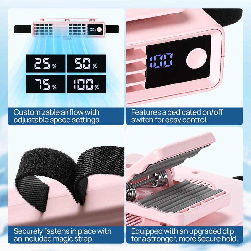 JOYTUTUS 2026 Car Seat Fan USB Plug-in Dual Turbo High Wind Power 3-Speed Adjustment Magic Tape Easy Install Universal Fit ABS Material Black Pink
