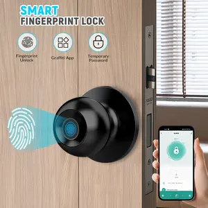 Fingerprint Door Lock Smart Door Knob Biometric Door Lock with Key & App Control
