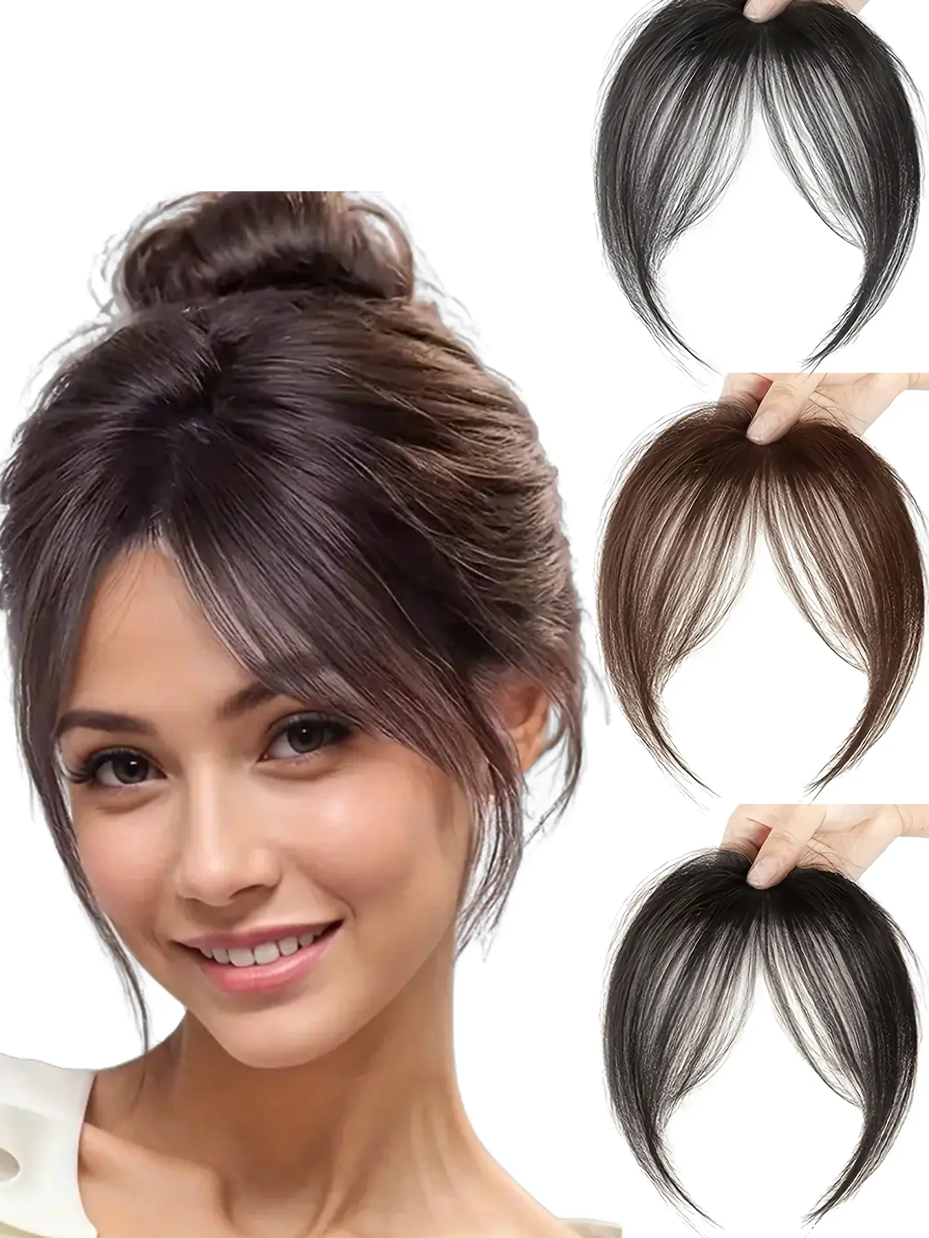 Women's Fake Bangs Wig, Natural Middle-Part Face-Framing Bangs, 8-Inch Bangs, Perfect for Daily Wear and a Natural Look, Synthetic Hair, Synthetic Extensions
